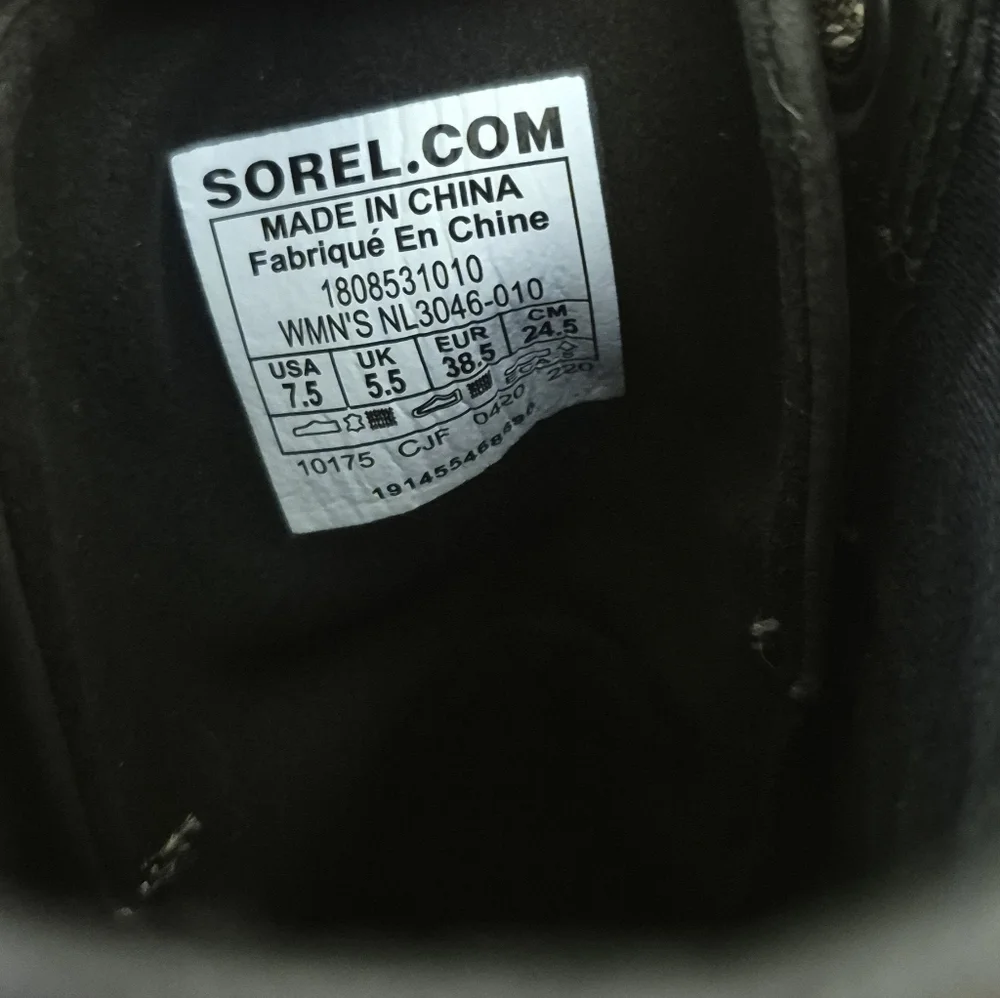 Sorel Lexie Black Leather Lace Up Wedge Boots(7.5)